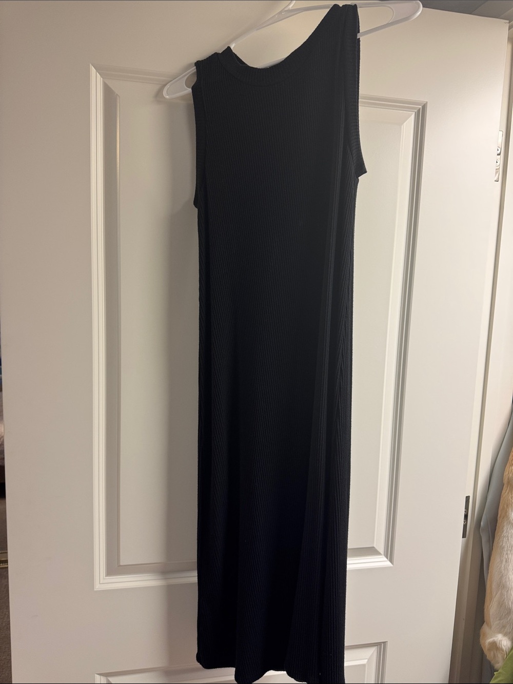 Sleeveless Black Midi Ribbed Dress